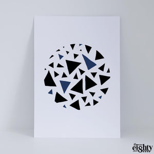 Circular Triangles (Blue) Art Print