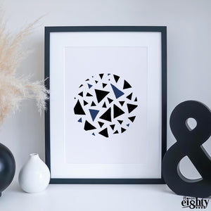 Circular Triangles (Blue) Art Print