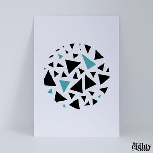 Circular Triangles (Teal) Art Print