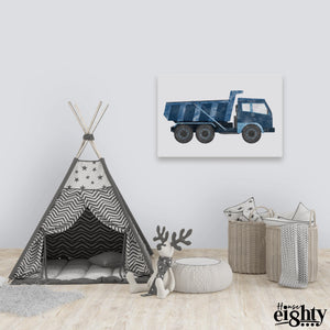 Blue Dumper Truck Canvas Print