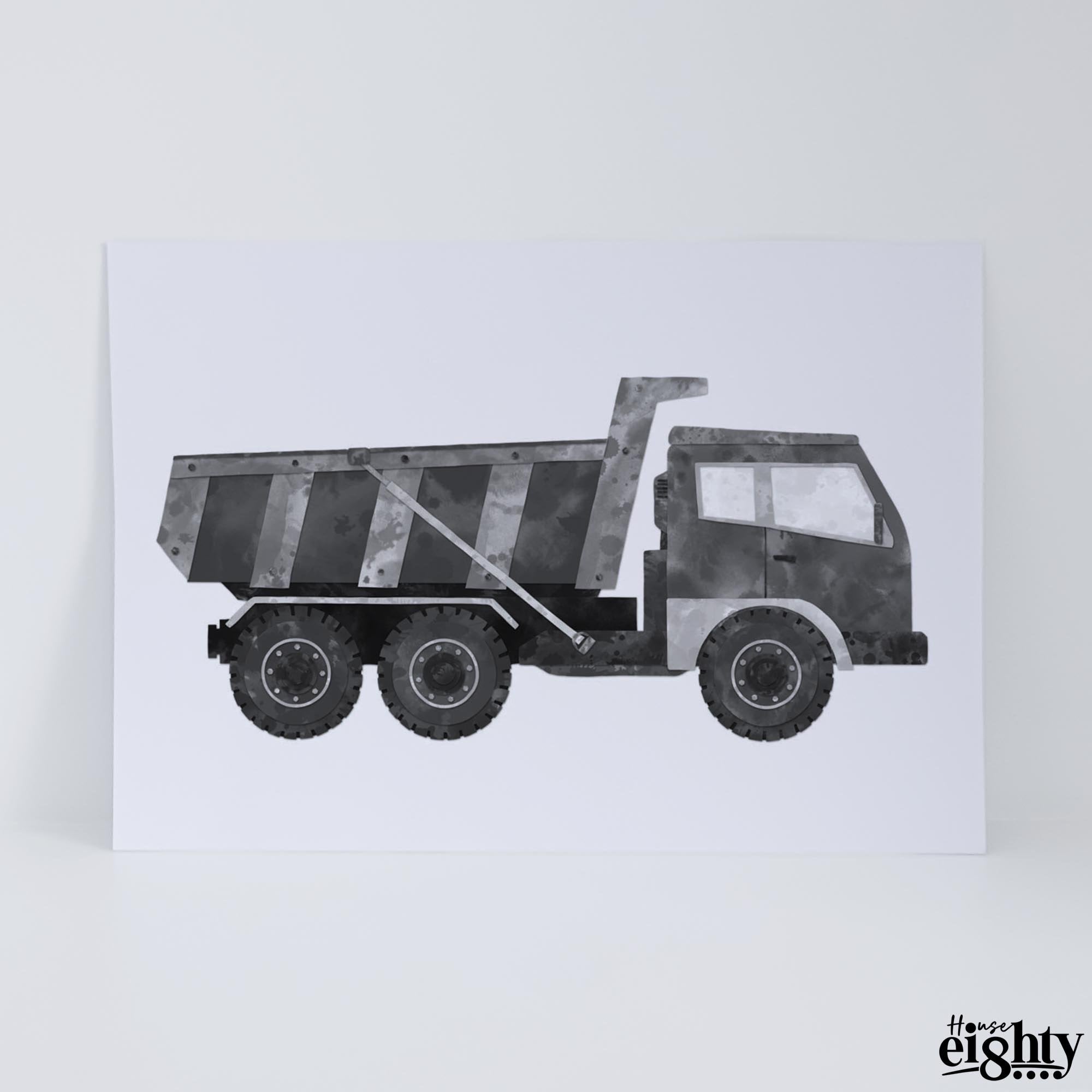 Black & White Dumper Truck Art Print