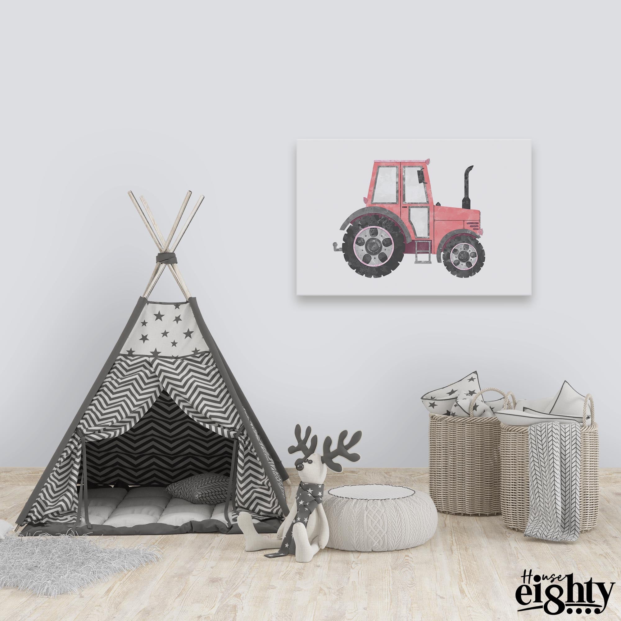 Pink Tractor Canvas Print