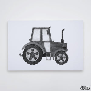 Black & White Tractor Canvas Print