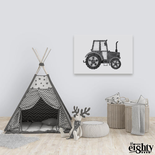 Load image into Gallery viewer, Black &amp; White Tractor Canvas Print
